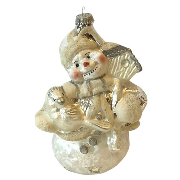 KREBS LAUSCHA Hand Blown GLASS SNOWMAN Christmas Ornament-Made in Germany - Picture 5 of 13